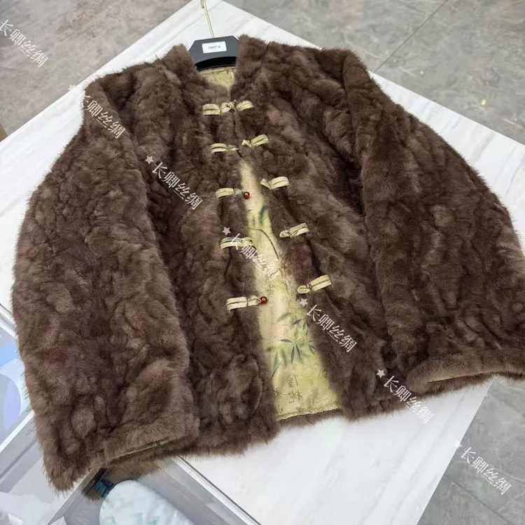 【长卿】双面双穿新中式国风水貂长袖外套上衣D886