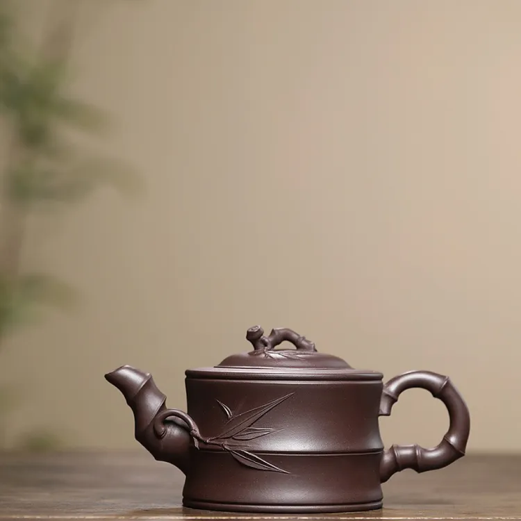 美壶推荐！！《竹段》  老紫泥 380cc鲍玉华作品