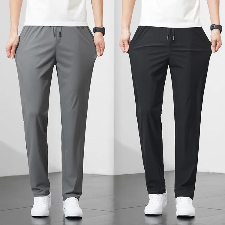 ICECOOREL冰感速干裤子男士薄款直筒冰丝柔软透气弹力休闲长裤男