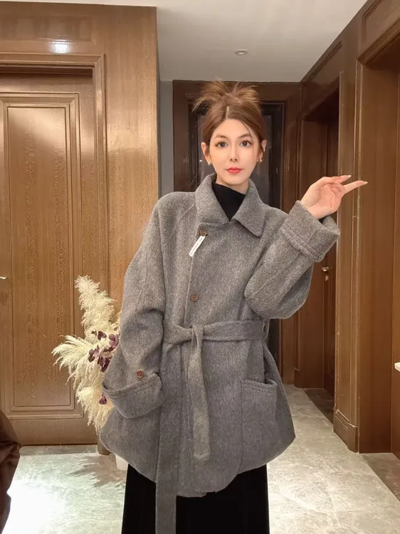 秋冬女毛呢外套韩系双面羊绒大衣韩版冬季洋气