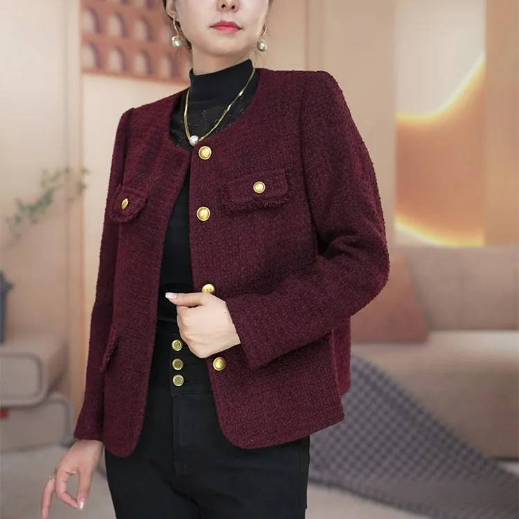 【衣品沫尔】2024年秋季新款安哥拉小香风外套中年雅丹风贵气