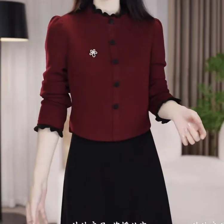 高档欧棉绒时尚优雅拼接礼服裙2025秋季新款显瘦百搭中长款连衣裙