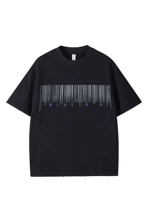 【正品高订】BLUE K.X渐变条形码logo印花短袖T恤