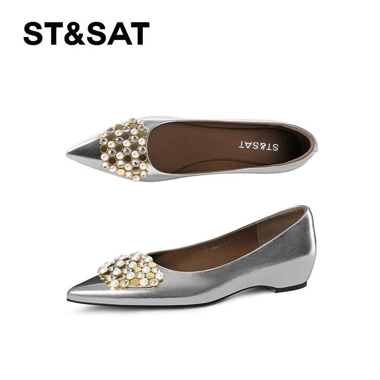 St&Sat/星期六尖头浅口防滑低跟复古港风单鞋中跟气质2025爆款