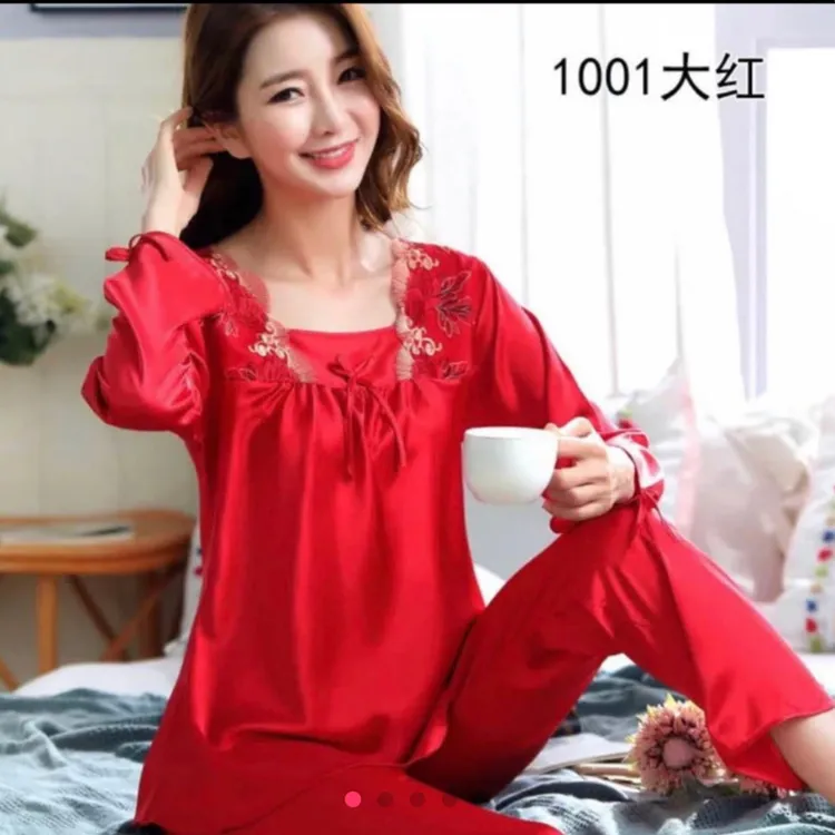 韩版套头冰雪丝甜美女士睡衣家居服套装