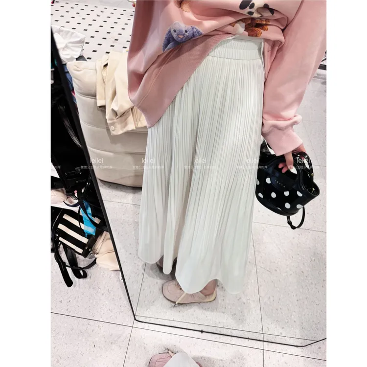 晶咕【无尽夏】韩系全松紧高腰褶皱A字半身裙