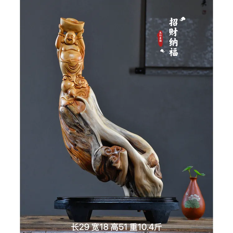 太行崖柏根雕摆件寿星弥勒佛达摩财神观音天然随型木雕雕件工艺品
