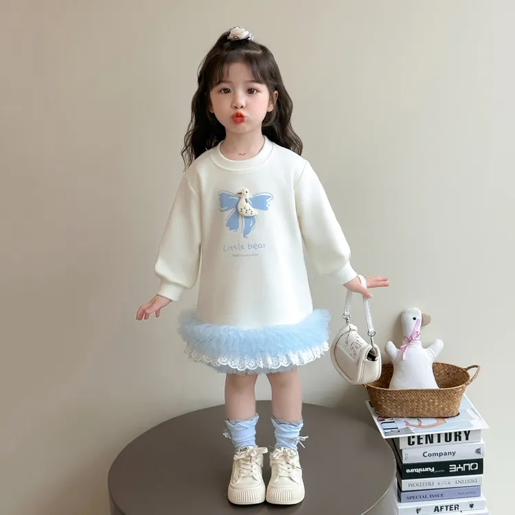 女童连衣裙秋装2025新款洋气儿童公主裙小女孩甜美卫衣网纱裙子潮