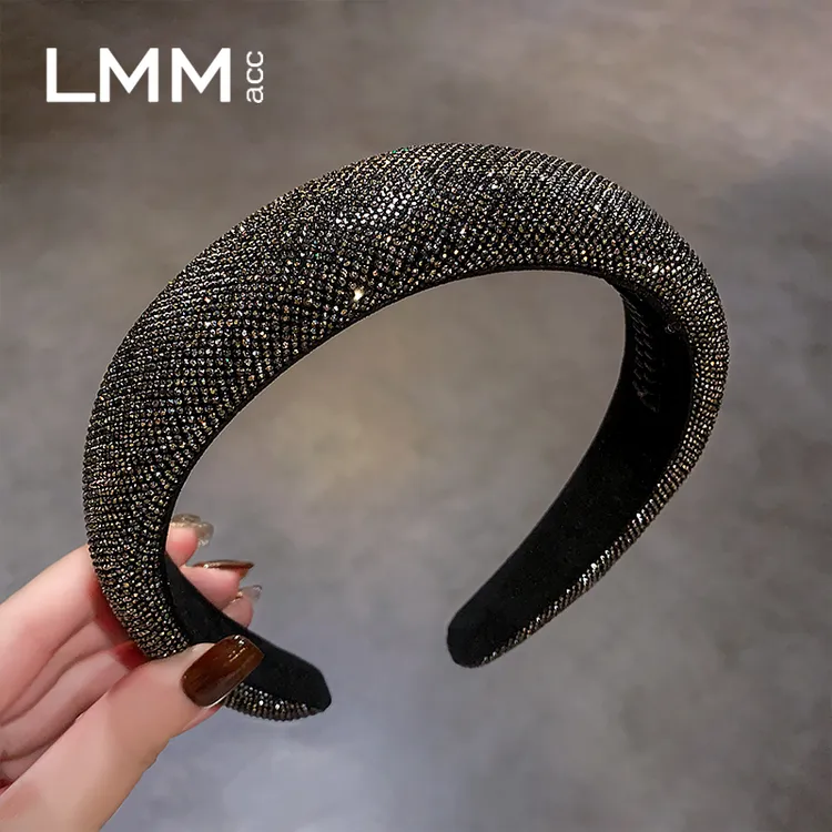 重工满钻宽边防滑发箍高端海绵黑色头饰女轻奢新款高颅顶压发头箍