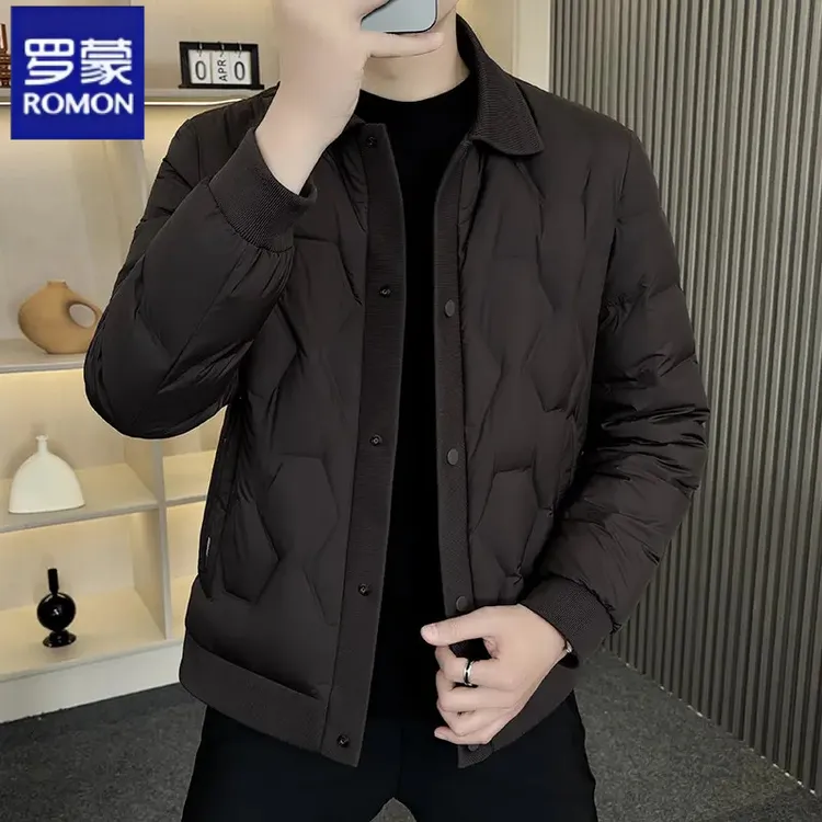 罗蒙秋冬男士羽绒夹克服装新款2025爆款高贵轻奢外套设计师高级感