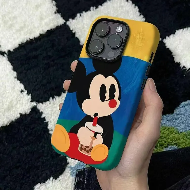 可爱奶茶呆萌米奇适用iPhone17Promax/17菲林16Pro/15/14硬壳防摔