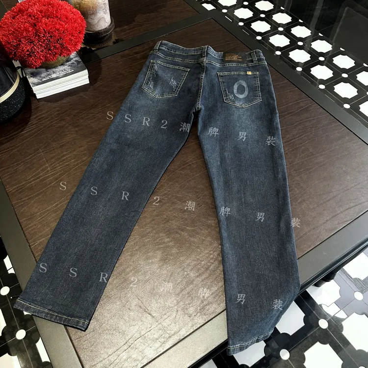 夏季痞帅九分半牛仔裤高弹力修身简约男士痞帅休闲百搭时尚潮流裤