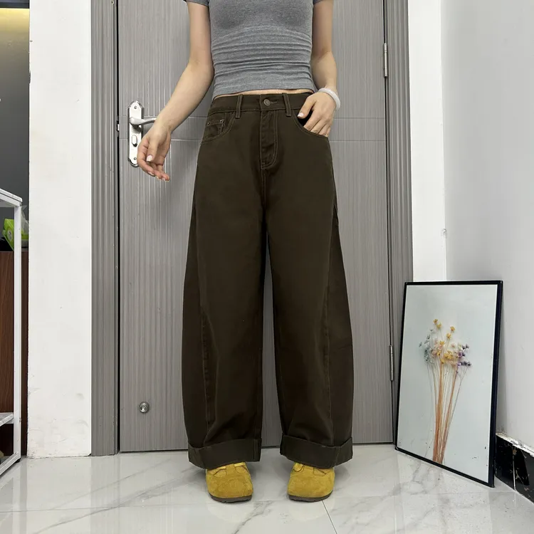 秋季66036-1老爹裤弹力哈伦显瘦百搭女士牛仔高腰韩版宽松长裤