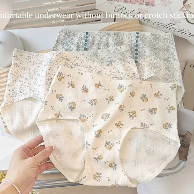 春夏款爆款闹小姐女士内裤舒适透气中腰女士内裤碎花无痕女士内裤