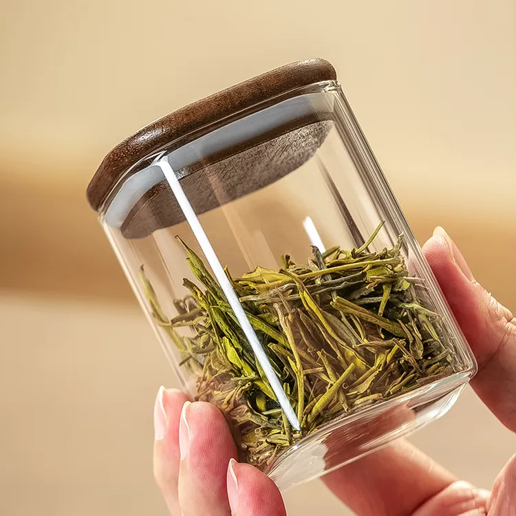 食品级玻璃茶叶罐方形民宿茶室花茶密封罐家用便携绿茶储存收纳瓶