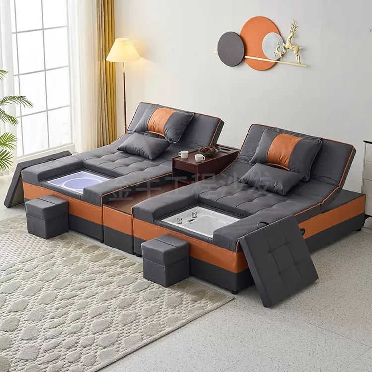 电动足疗沙发足浴一体按摩床沐足采耳场所专用躺椅美容休闲定制