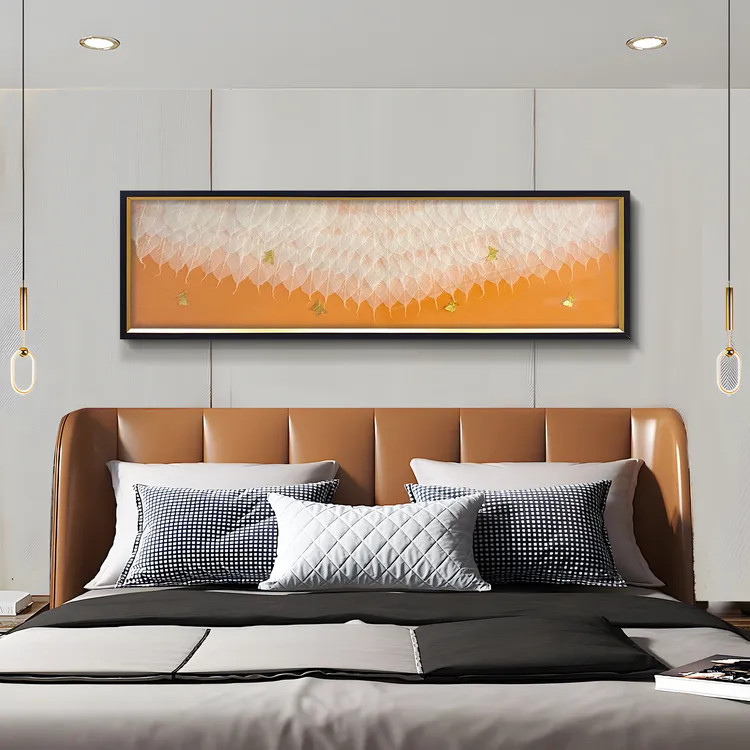 .实物菩提叶床头装饰画现代轻奢沙发背景墙实物菩提叶43150