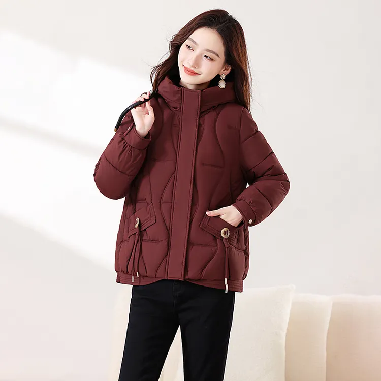 棉服长袖时尚宽松短款棉衣连帽保暖冬季立领女流行时尚潮牌女装