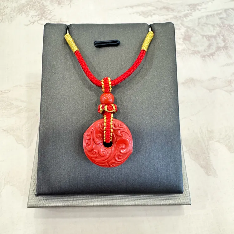 含辰砂工艺品灵丹真朱砂 【祥云平安扣宝宝吊坠】（灵丹朱砂）