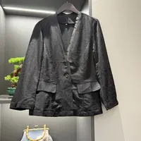 中式开衫复古盘扣传统改良气质黑龟西装秋季女装宽松上衣6562