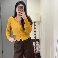 GRR,【拉扯感】秋季翻领拉链拼色针织上衣