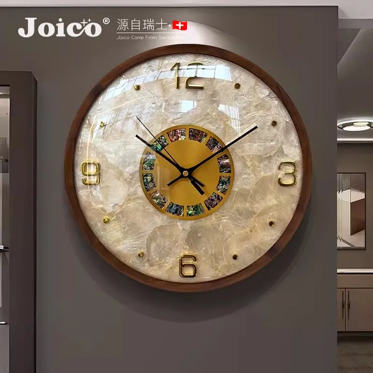 JOICO瑞士钟表新中式时尚高档大气贝壳桌面座钟时钟摆件