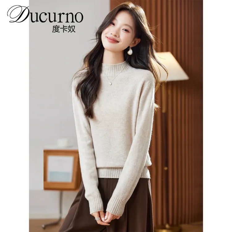 纯羊毛衫时尚女秋冬季2025新款半高领保暖内搭套头针织毛衣打底衫