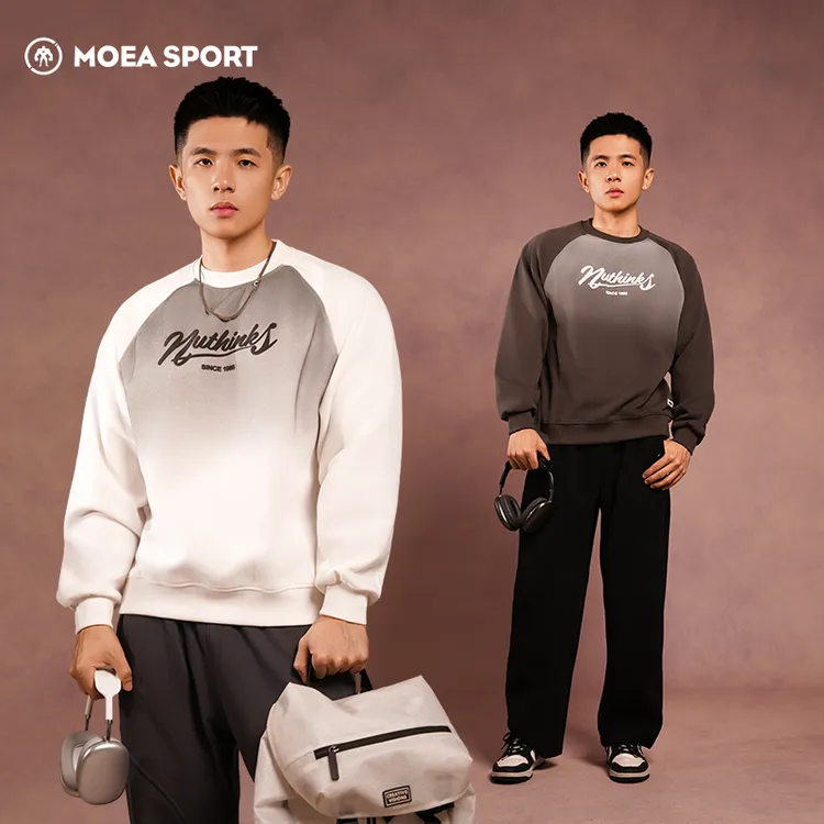 墨立方潮牌重磅运动卫衣男春秋款美式复古休闲圆领打底衫长袖T恤