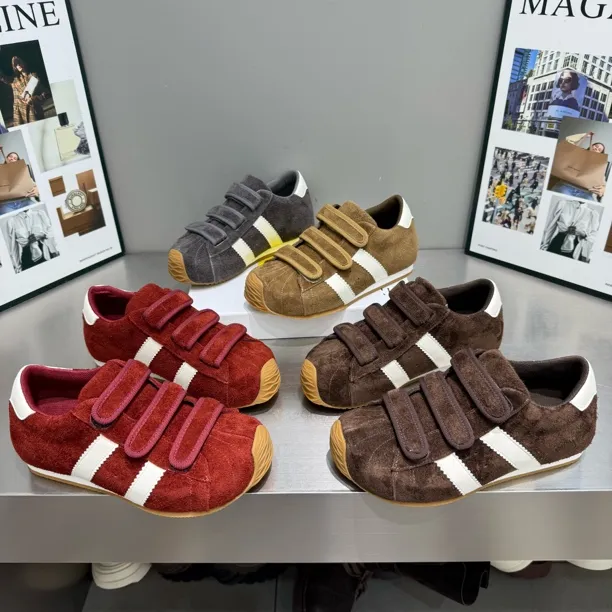 翠新款时尚反绒皮芒果头双魔术贴时尚休闲鞋软底软面百搭洋气