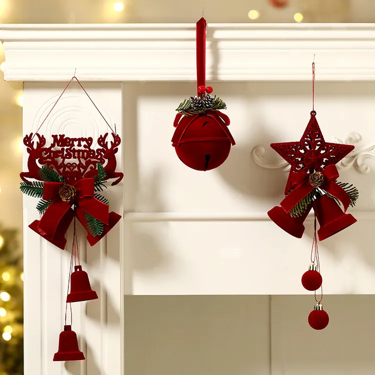 2026新款圣诞节铃铛北欧植绒铃铛挂饰装饰品橱窗圣诞树挂件圣诞球