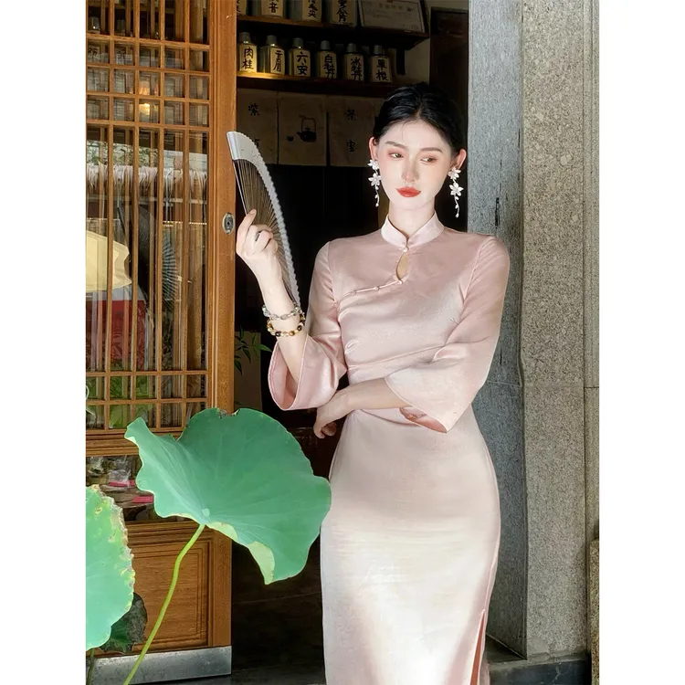 凌茜恣禾【清婉】国风新中式温婉优雅大气修身收腰显瘦旗袍连衣裙
