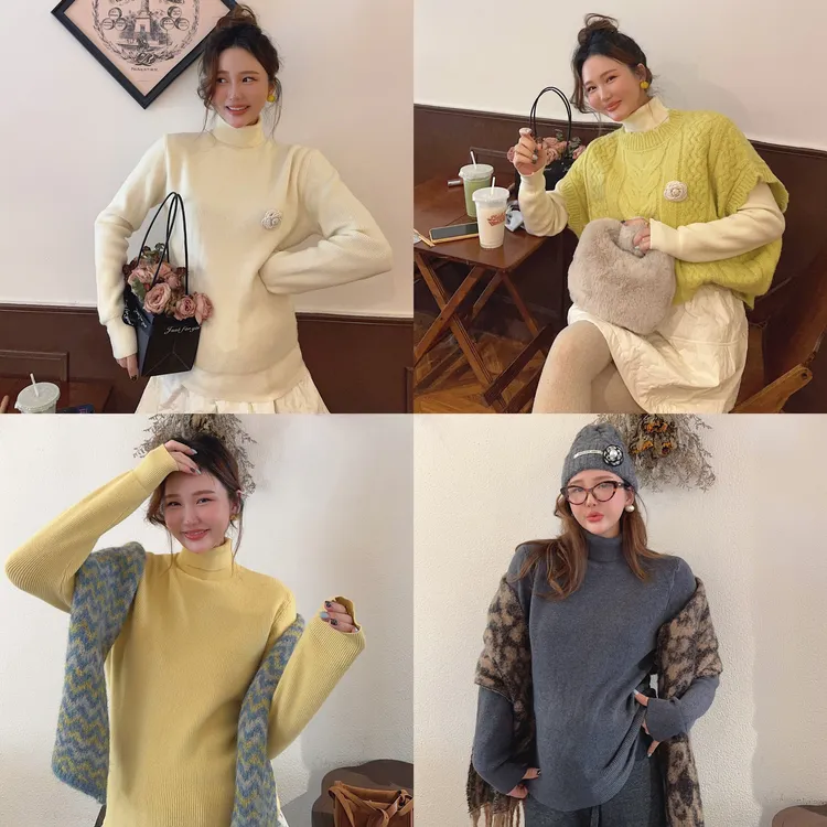 智英欧尼 高领毛衣【弹力高领内搭羊毛衫百搭打底秋冬长袖网红】