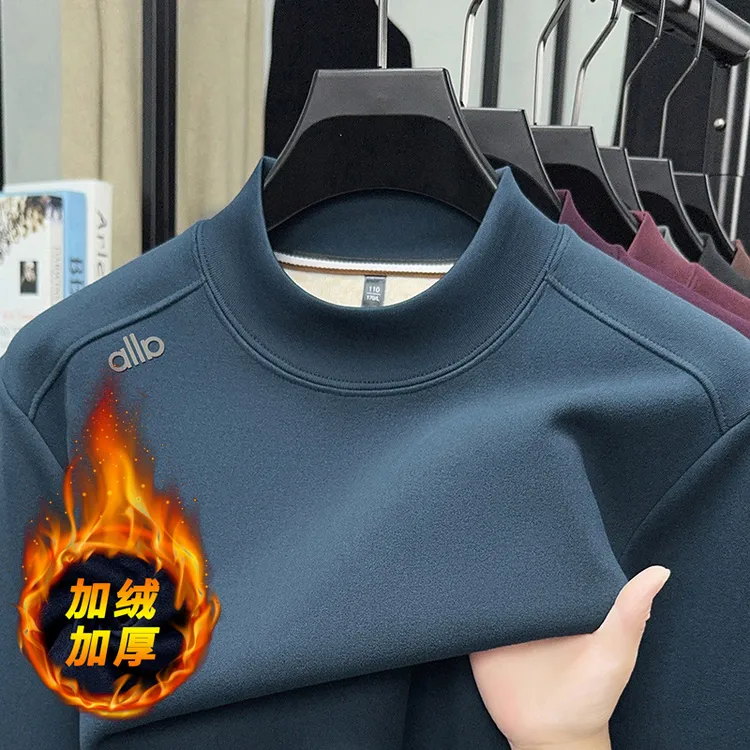 保暖卫衣男加绒加厚冬季中年男士休闲一体绒高档宽松大码内搭打底