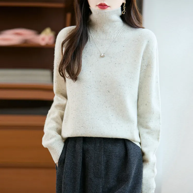 年秋冬新款一线成衣高领针织衫长袖女点子纱软糯保暖羊毛衫上衣