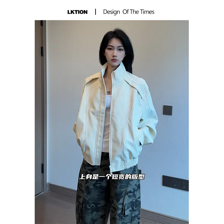  LK正品 痞帅夹克中性潮牌短款西装翻领外套休闲立领宽松廓形上衣