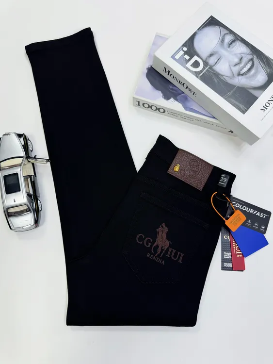 2025时尚新款修身黑色轻奢极简风男款裤子牛仔裤直筒男装男士百搭