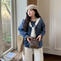 DC8355+CX5278-1大码女装【法式高级感小衫】木耳边刺绣格子衬衫