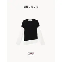 LIUJIUJIU 南油深圳小众设计款假两件拼接撞色款时尚T恤TX4839L
