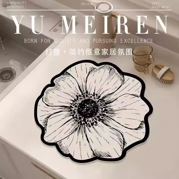 蔷薇花轻奢沥水垫高级厨房餐具干燥垫台面防滑家用碗垫吸水好打理