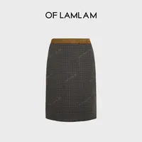 “复古优雅”羊毛复古犬牙格撞色优雅风半身裙 OFLAMLAM M25Q8048