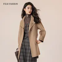 【千颂妮】冬季新款双面呢外套大衣100%羊毛百搭女 FFSG143665