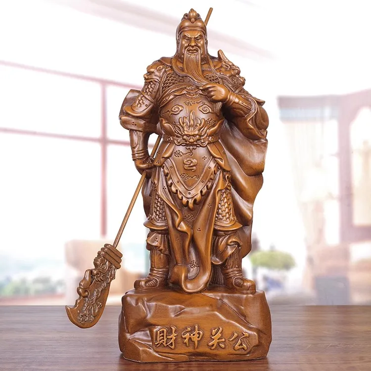 创意木雕武财神关公摆件招财客厅办公室供奉神像关二爷财神爷礼品