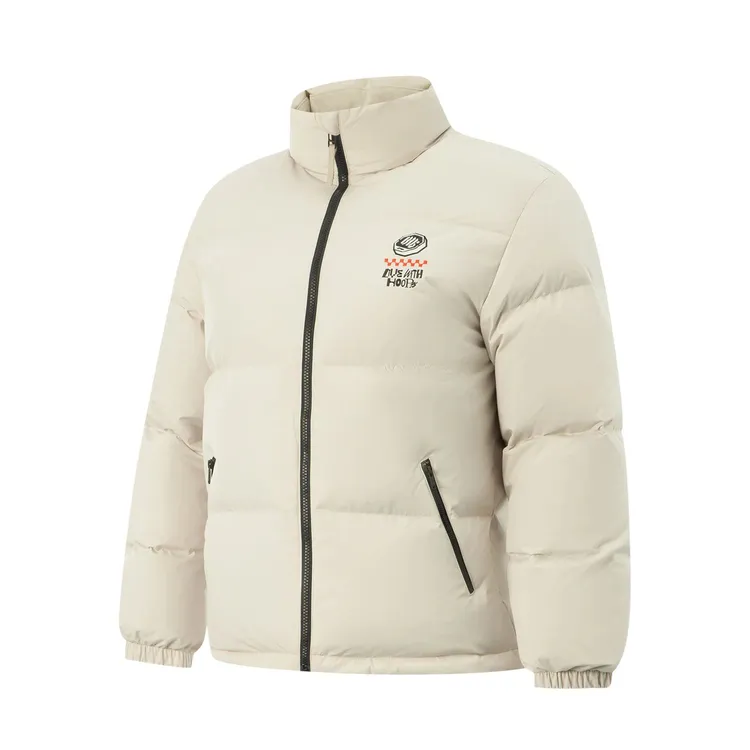 李宁短款羽绒服男子2025冬季防泼水宽松鸭绒保暖立领外套AYMV129