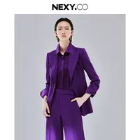 【晨粉专享价】NEXY.CO/奈蔻秋季商务通勤气质贵气紫舒适条纹