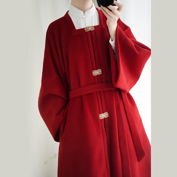 赭颜汉服古装女方领长袄日常通勤古风新中式上衣中长款年服爆款