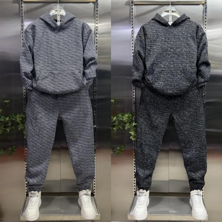 保暖秋冬男连帽长袖休闲裤套装时尚针织运动卫衣卫裤宽松一整套