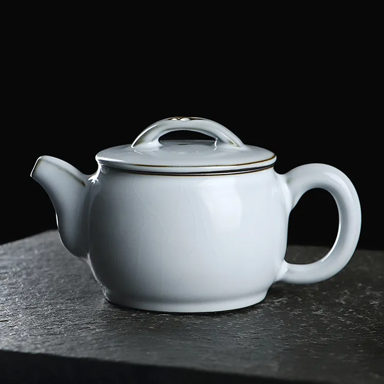 凝香阁 茶养开片铁胎月白汝窑汉瓦壶 陶瓷家用冰裂釉大号泡茶单壶