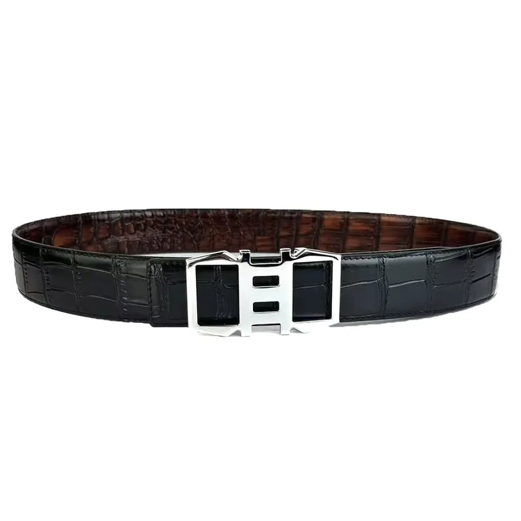 摩登男士真皮3.8宽高档皮带套装 牛皮鳄鱼纹皮带经典休闲