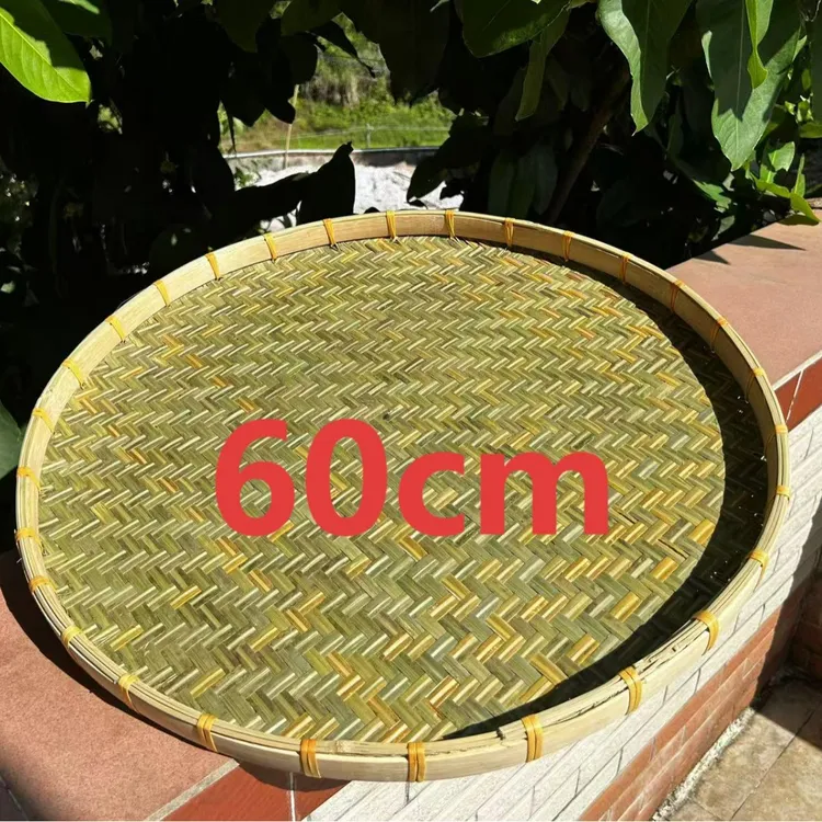 竹编圆簸箕无孔竹筛子家用晾晒网竹制品竹匾绘画装饰舞蹈道具