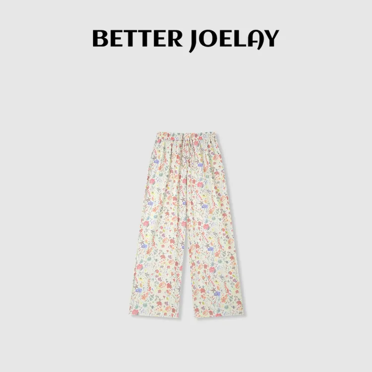 BETTER JOELAY-【小杂花】时尚直筒裤子微宽松百搭休闲风KKH2279